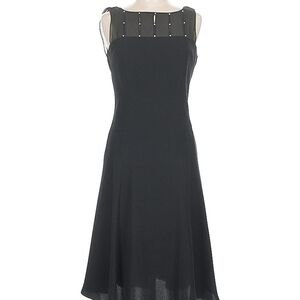 Jones Wear Black Midi Dress with Sheer Accents